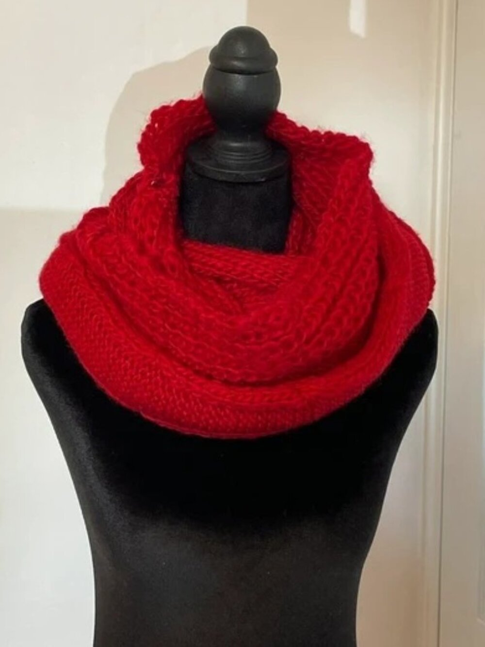 Women's Red Knit Scarf Snood